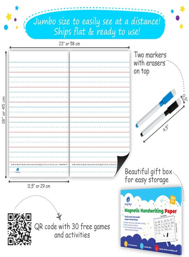 Simply magic Extra Large Magnetic Handwriting Paper - 23'x18', Jumbo Magnetic Notebook Paper for Whiteboard, Giant Magnet Lined Papers for Classroom, Giant Lined Dry Erase Chart - Simply Magic - Image 3